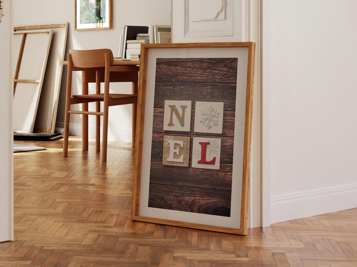 Noel Wooden Blocks Snowflake Rustic Farmhouse Christmas Decor Poster - Image 3