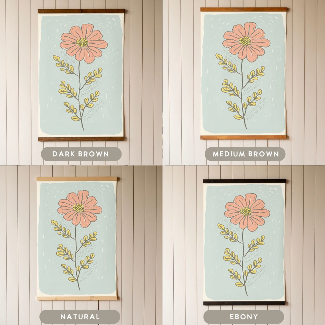 Pink Flower Kids Scripture Art Fear Not Jeremiah 29:11 Poster - Image 2