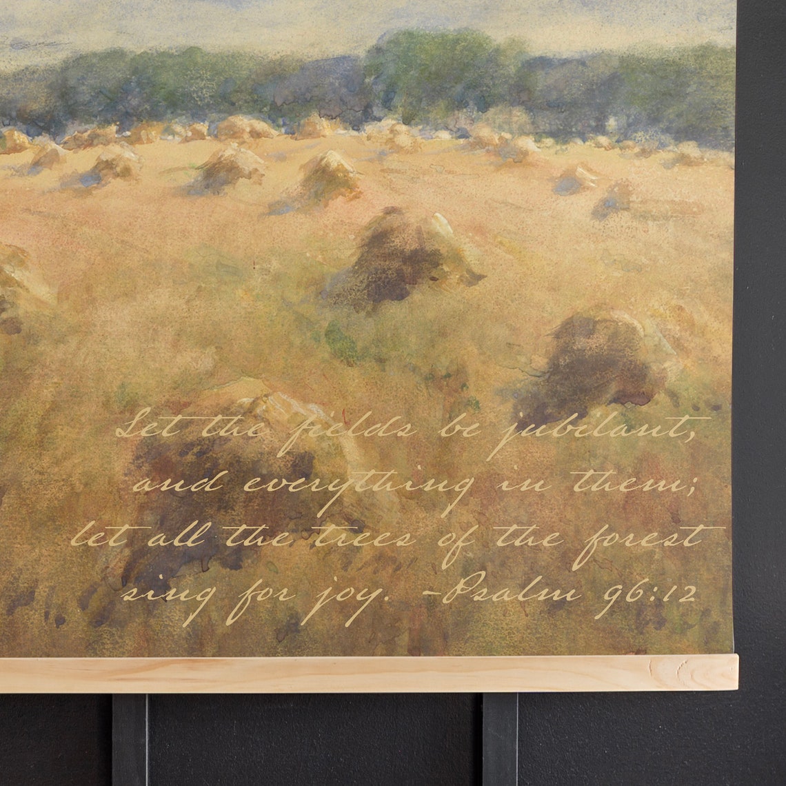 Vintage Art With Scripture Christian Wall Art Psalm 9612 Sign Vintage Field Painting 161 - Image 2