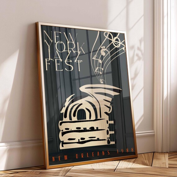 New York Jazz Fest New Orleans 1988 Saxophone Music Art Poster