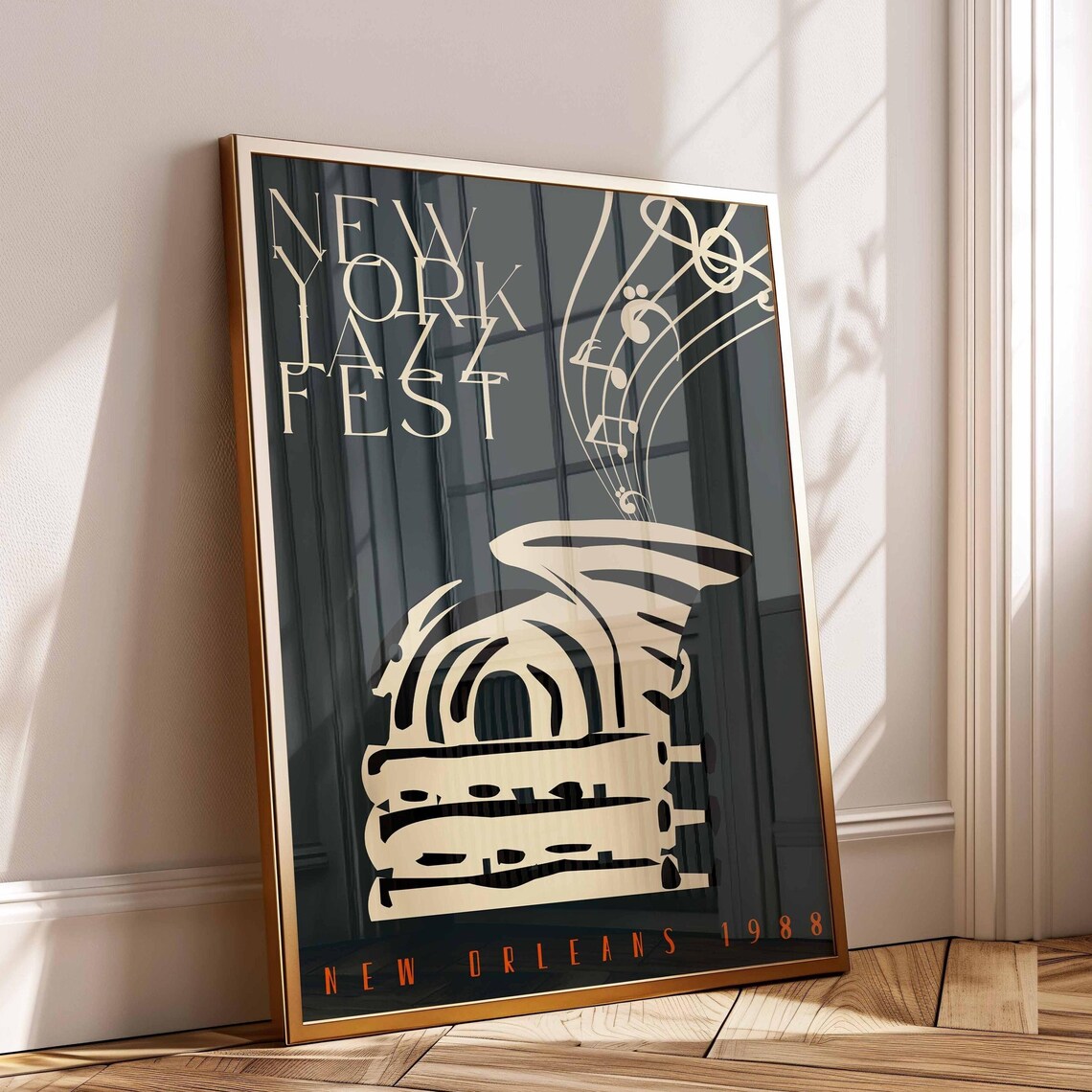 New York Jazz Fest New Orleans 1988 Saxophone Music Art Poster