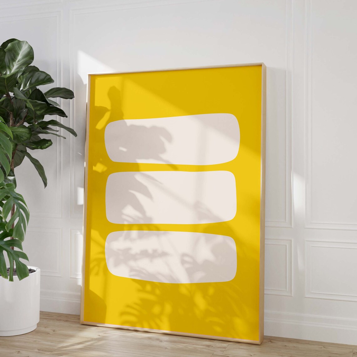 Yellow Minimalist Abstract Art Print, Modern Poster
