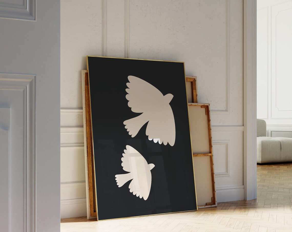 Minimalist Birds Black And White Abstract Poster
