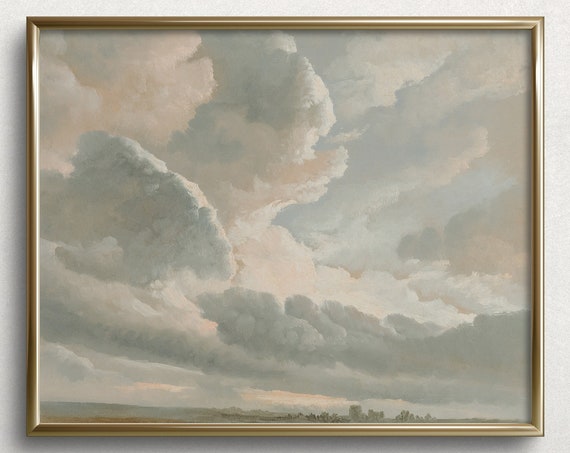 Cloud Study I Cloudy Landscape Painting Silver Lining Painting Sky Landscape Painting Cloud Decor L1