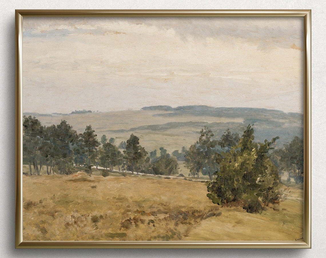 California Golden Hills Vintage Countryside Art Vintage Landscape Oil Painting Vintage Countryside Print L37