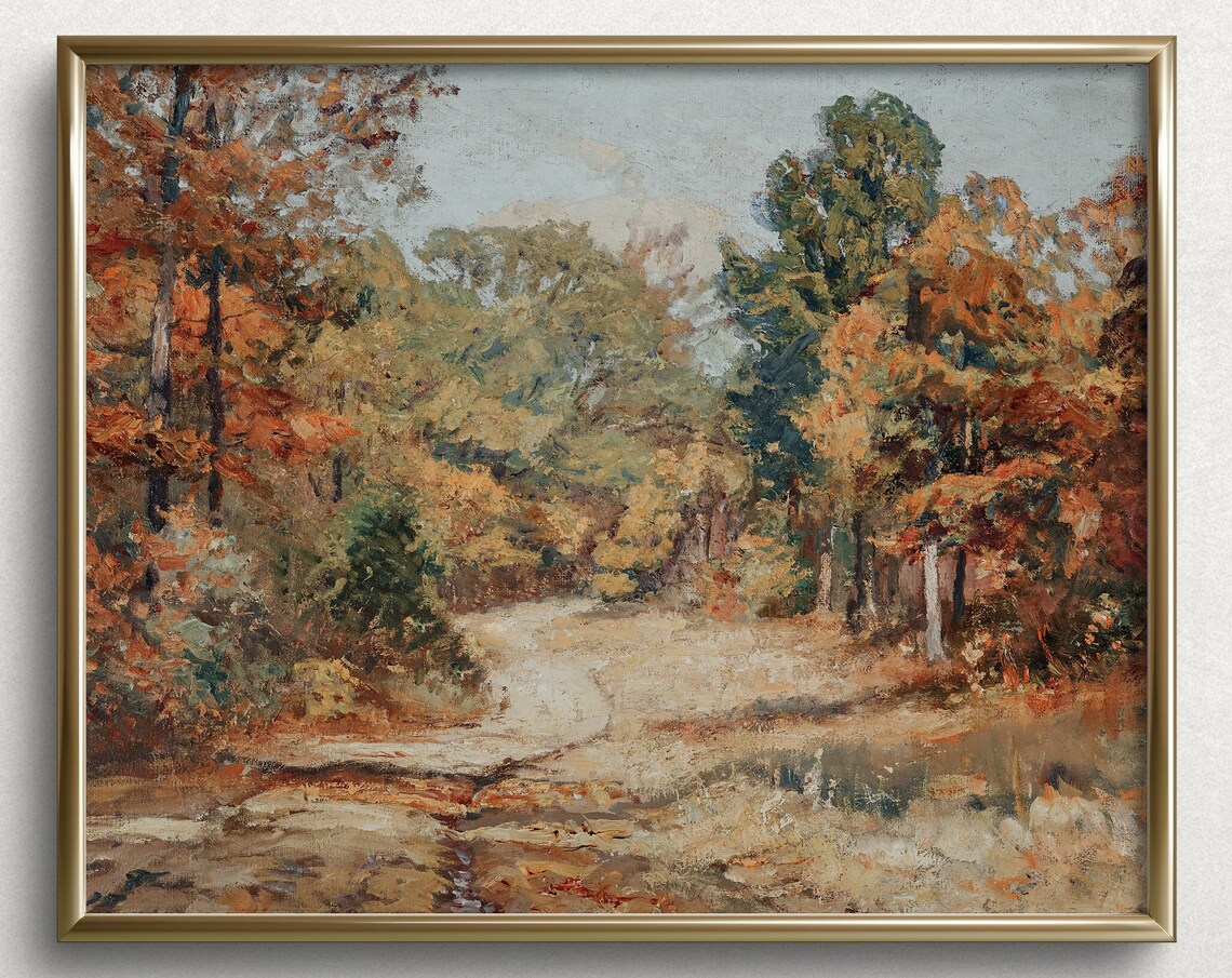 Autumn Hillside Vintage Landscape Wall Art Print