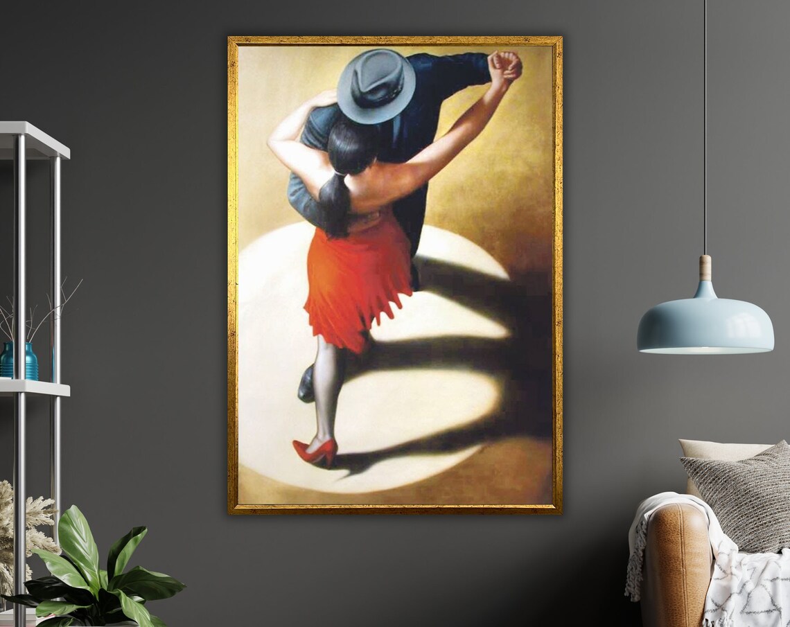 Flamenco Dance Couple Red Dress Spotlight Passionate Art Poster