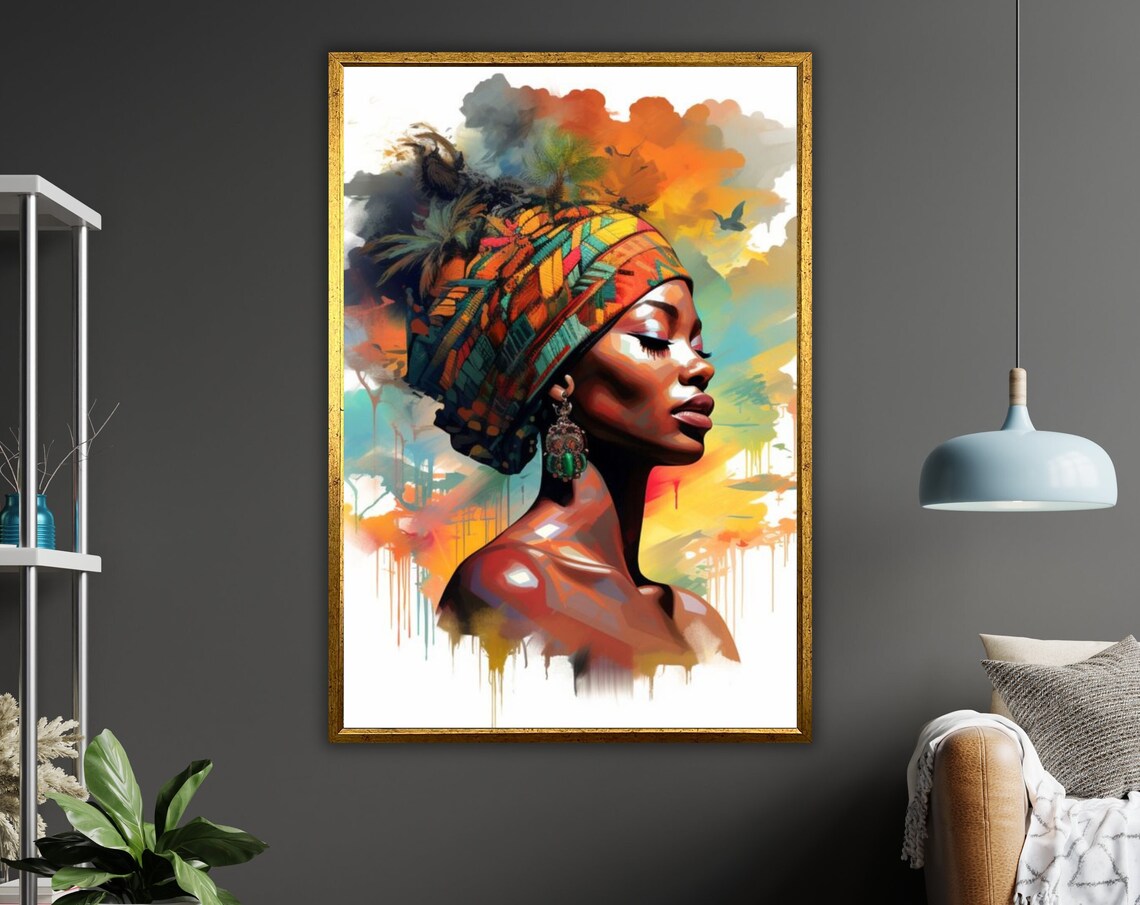 Abstract Tribal Woman Art Modern Wall Decor Contemporary Artwork Ethnic Portrait Print Unique Home Decoration