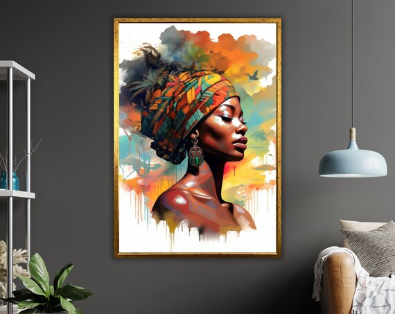 Abstract Tribal Woman Art Modern Wall Decor Contemporary Artwork Ethnic Portrait Print Unique Home Decoration