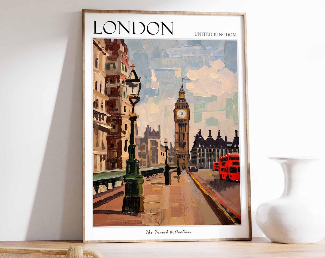 London Poster United Kingdom Travel Print British Decor United Kingdom Travel Poster Botanical Print London Gift London Travel Poster