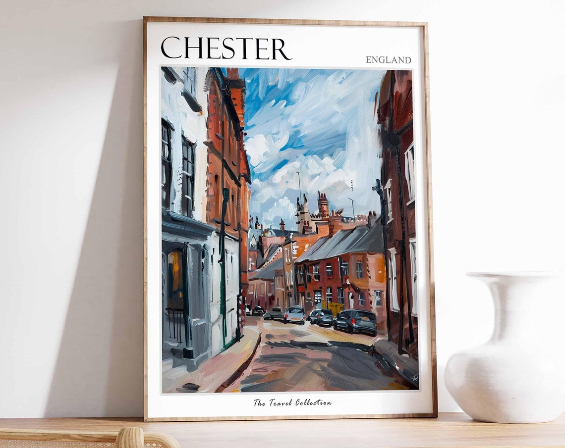 Chester Poster England Travel Print British Decor United Kingdom Travel Poster City Print Chester Gift Chester Travel Poster