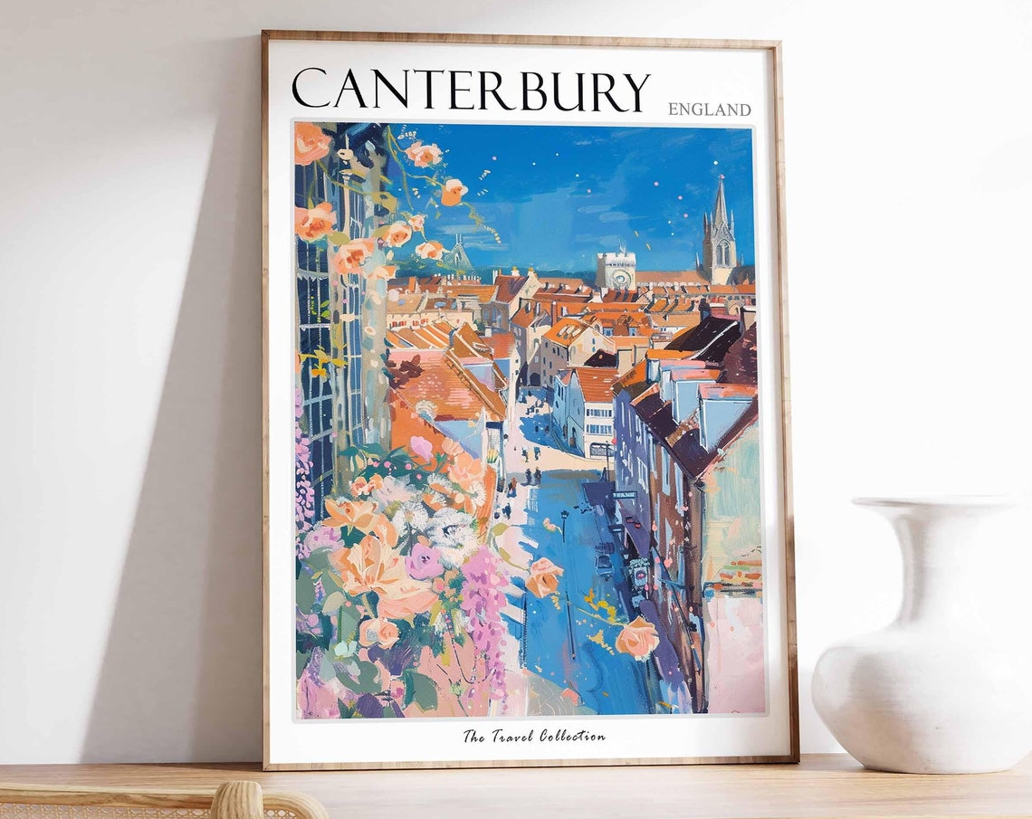 Canterbury Poster England Travel Print British Decor United Kingdom Travel Poster City Print Canterbury Gift Canterbury Travel Poster