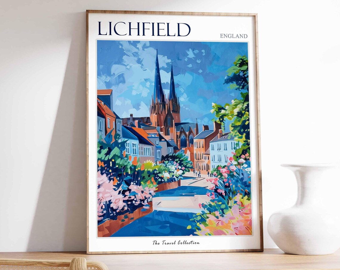 Lichfield England Travel Poster, British City Print