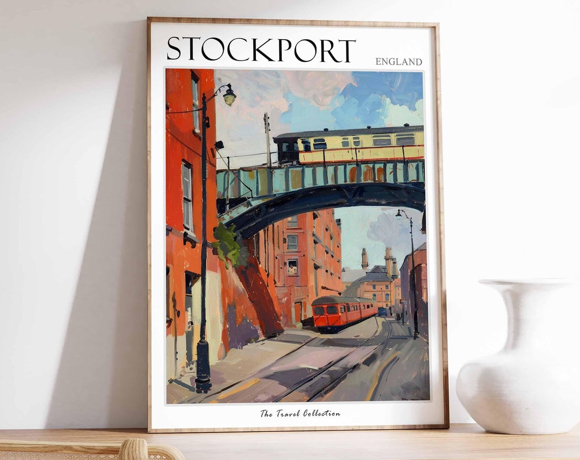 Stockport Poster England Travel Print British Decor United Kingdom Travel Poster Stockport Gift Stockport Travel Poster