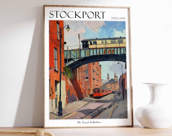 Stockport Poster England Travel Print British Decor United Kingdom Travel Poster Stockport Gift Stockport Travel Poster