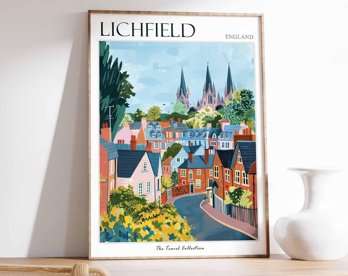 Lichfield Poster England Travel Print British Decor United Kingdom Travel Poster City Print Lichfield Gift Lichfield Travel Poster