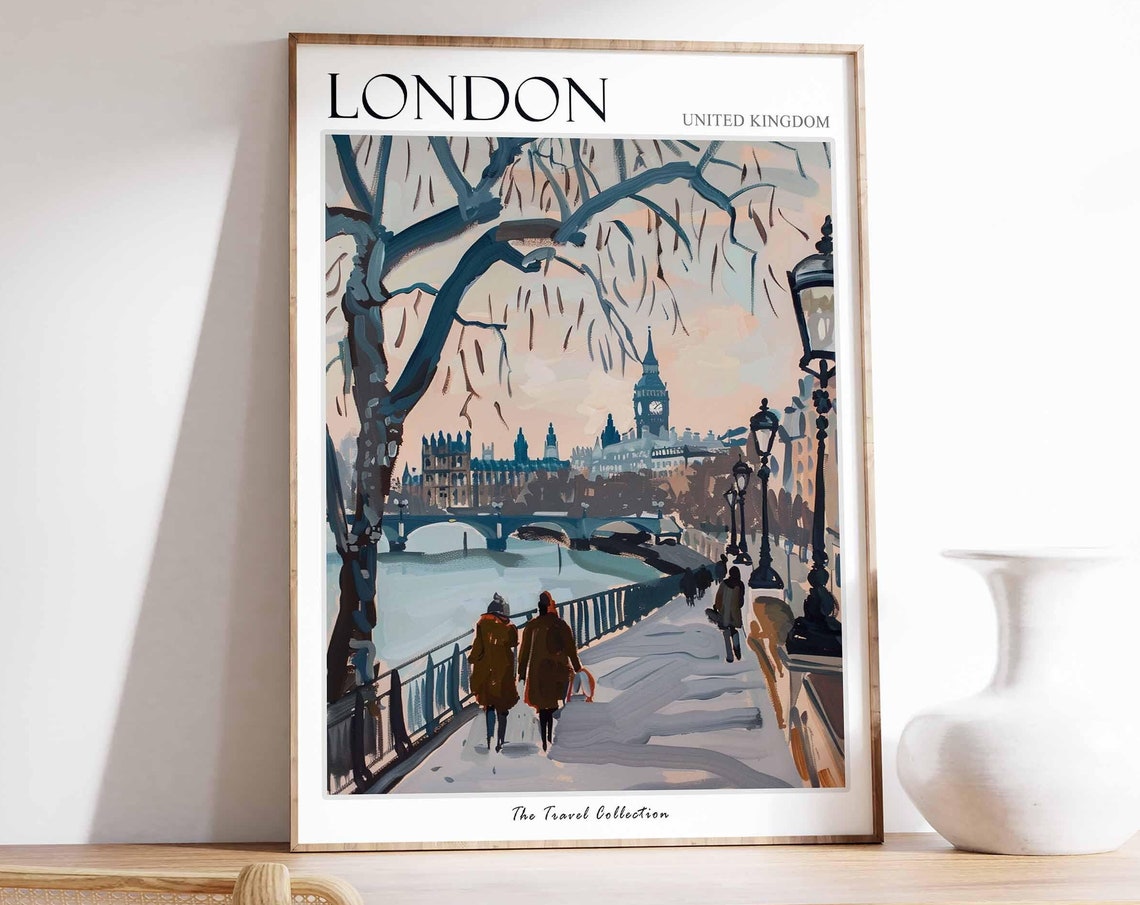 London Poster United Kingdom Travel Print British Decor United Kingdom Travel Poster Botanical Print London Gift London Travel Poster