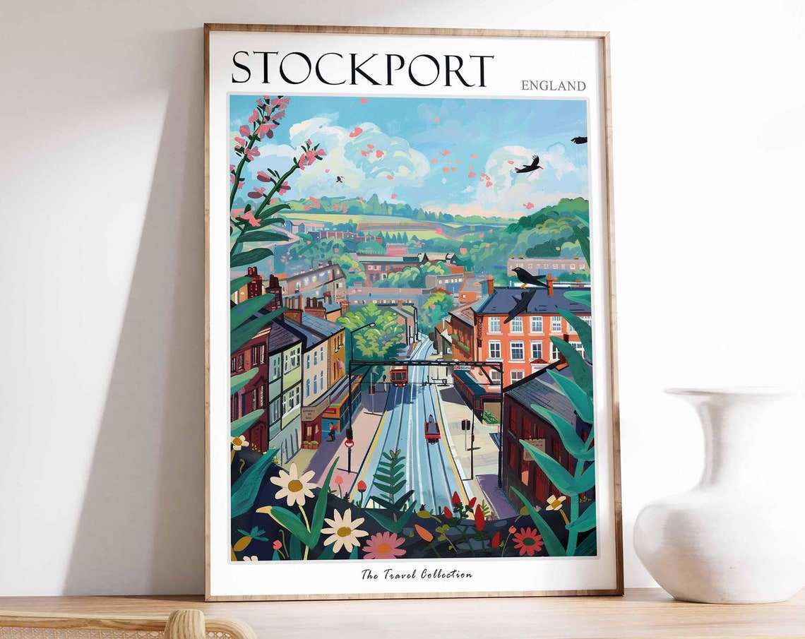 Stockport Poster England Travel Print British Decor United Kingdom Travel Poster Stockport Gift Stockport Travel Poster