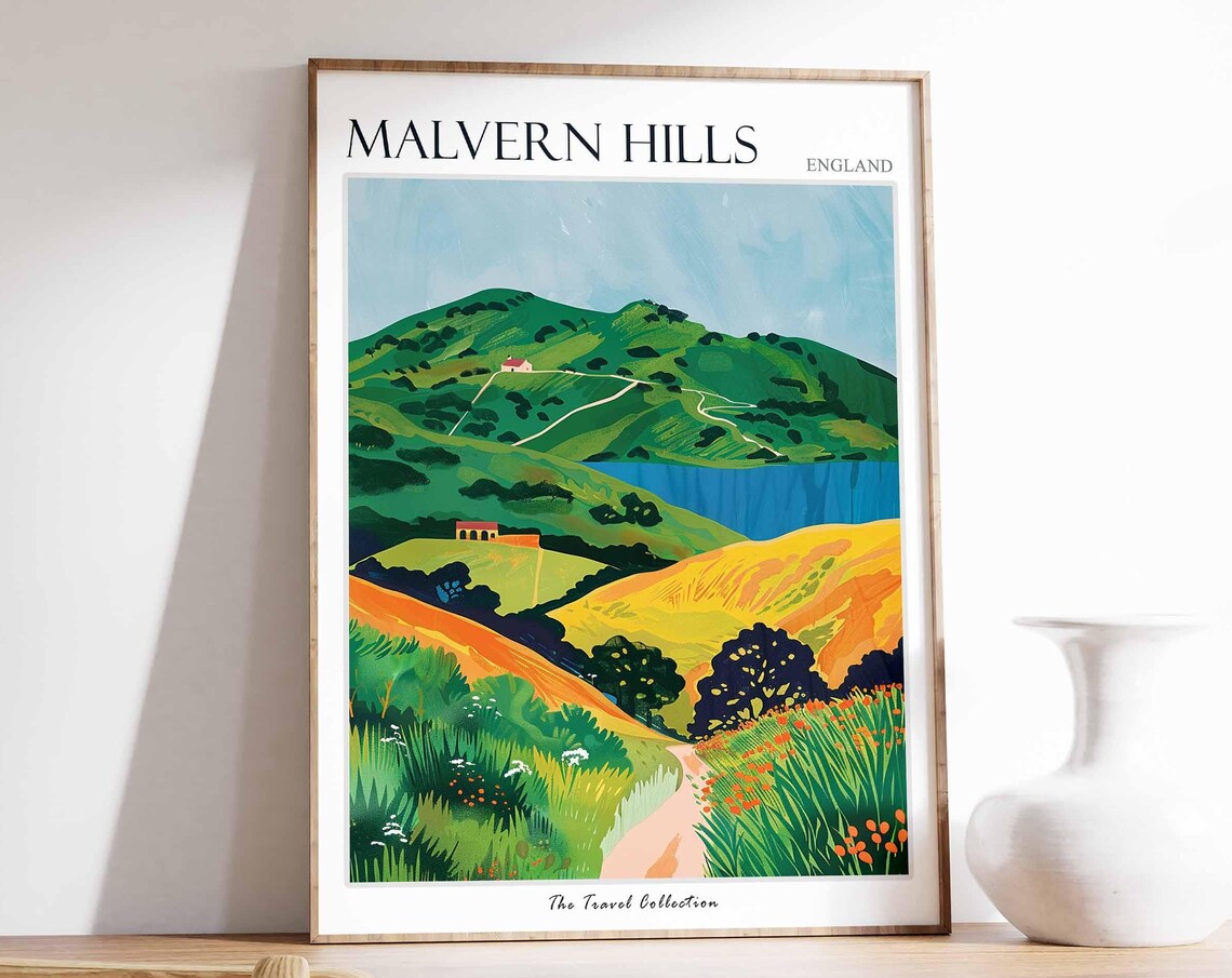 Malvern Hills Poster England Travel Poster Countryside Poster English Countryside Malvern Poster Worcestershire Poster Hills Poster