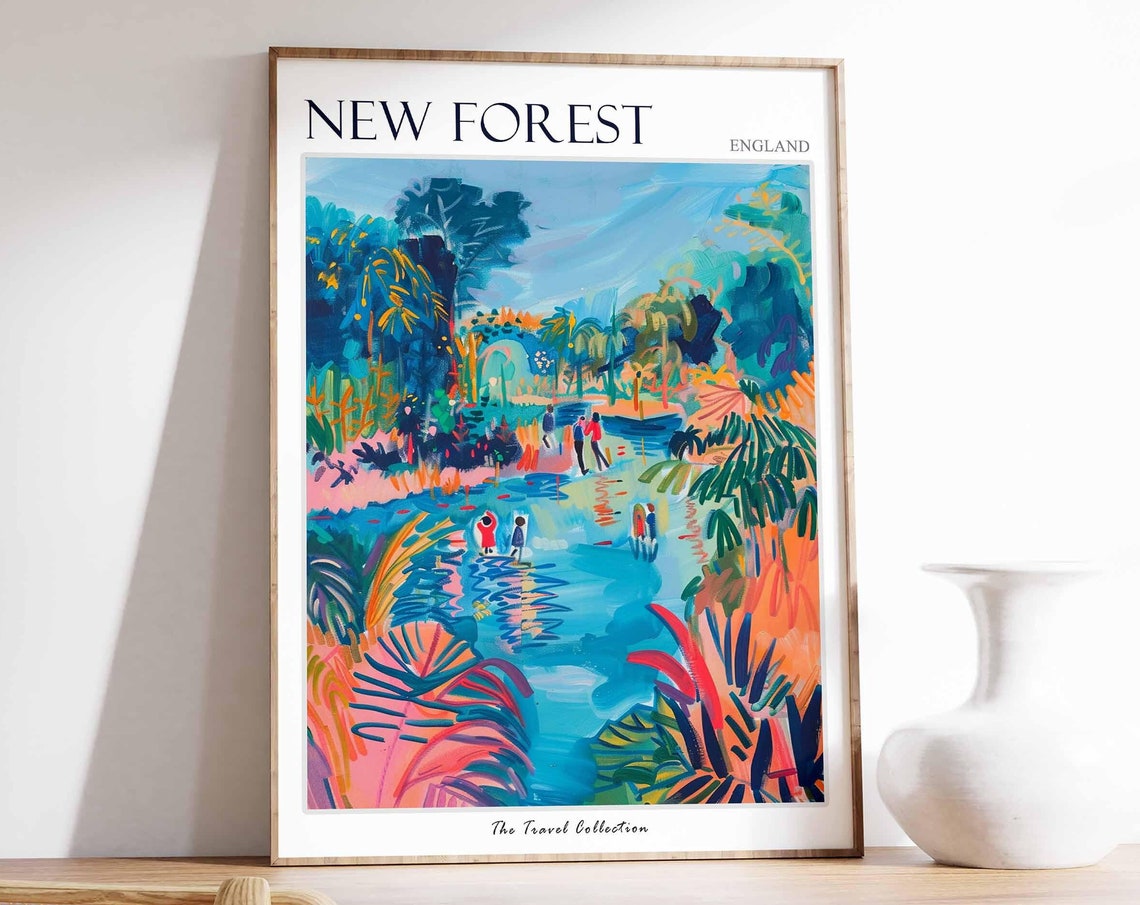 New Forest Poster England Travel Poster Countryside Poster English Countryside New Forest Travel Print Countryside Travel Print