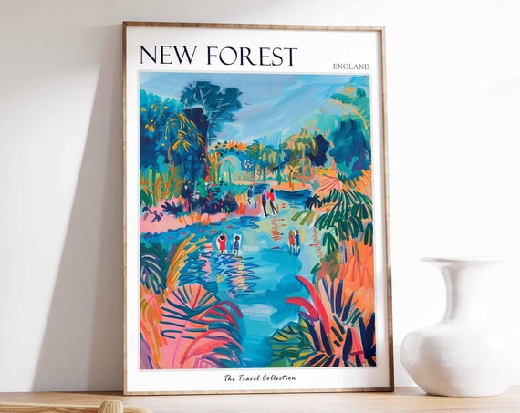 New Forest Poster England Travel Poster Countryside Poster English Countryside New Forest Travel Print Countryside Travel Print