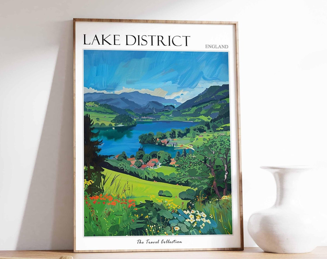Lake Of Distict Poster Mountain Poster England Poster Lake District National Park Hiking Poster Cumbria Poster English Countryside