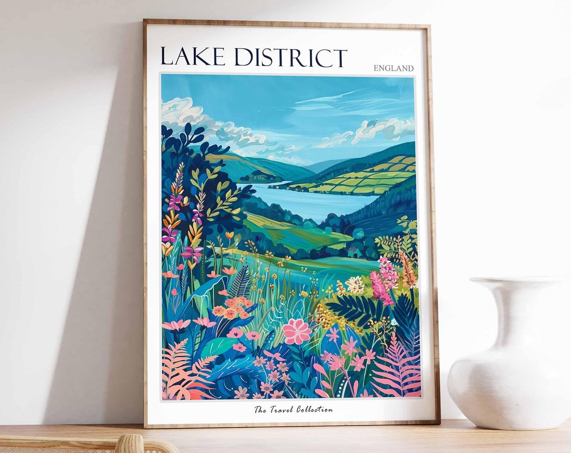 Lake Of Distict Poster Mountain Poster England Poster Lake District National Park Hiking Poster Cumbria Poster English Countryside