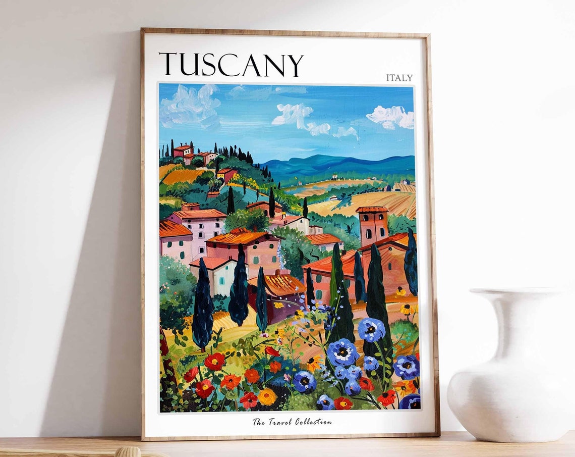 Tuscany Poster Italian Travel Print Tuscany Travel Art Tuscany Wall Art Italian Travel Tuscany Home Decor Tuscany Travel Gift