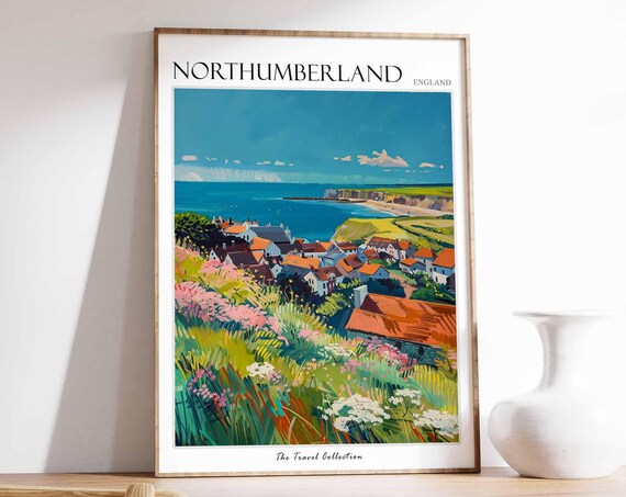 Northumberland England Fishing Village Wildflower Coast Poster