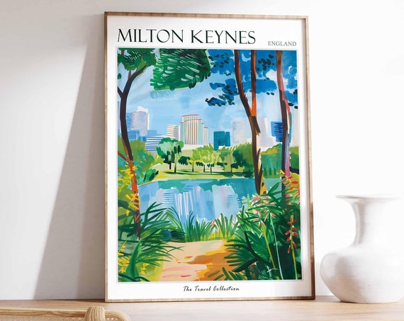 Milton Keynes Poster England Travel Print British Decor United Kingdom Travel Poster Milton Keynes Gift Milton Keynes Travel Poster