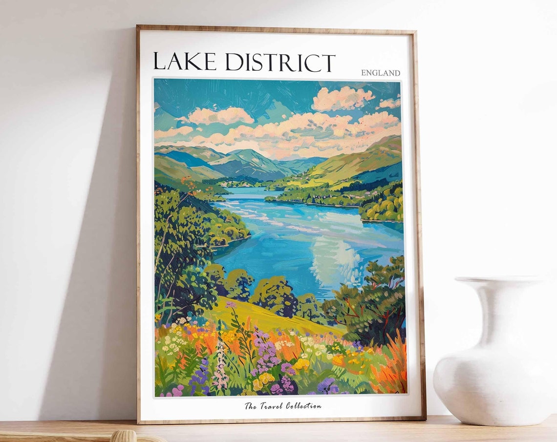Lake Of Distict Poster Mountain Poster England Poster Lake District National Park Hiking Poster Cumbria Poster English Countryside