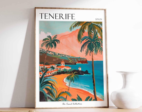 Tenerife Poster Spanish Travel Print Tenerife Travel Art Tenerife Wall Art Spanish Travel Tenerife Gift Tenerife Travel Art