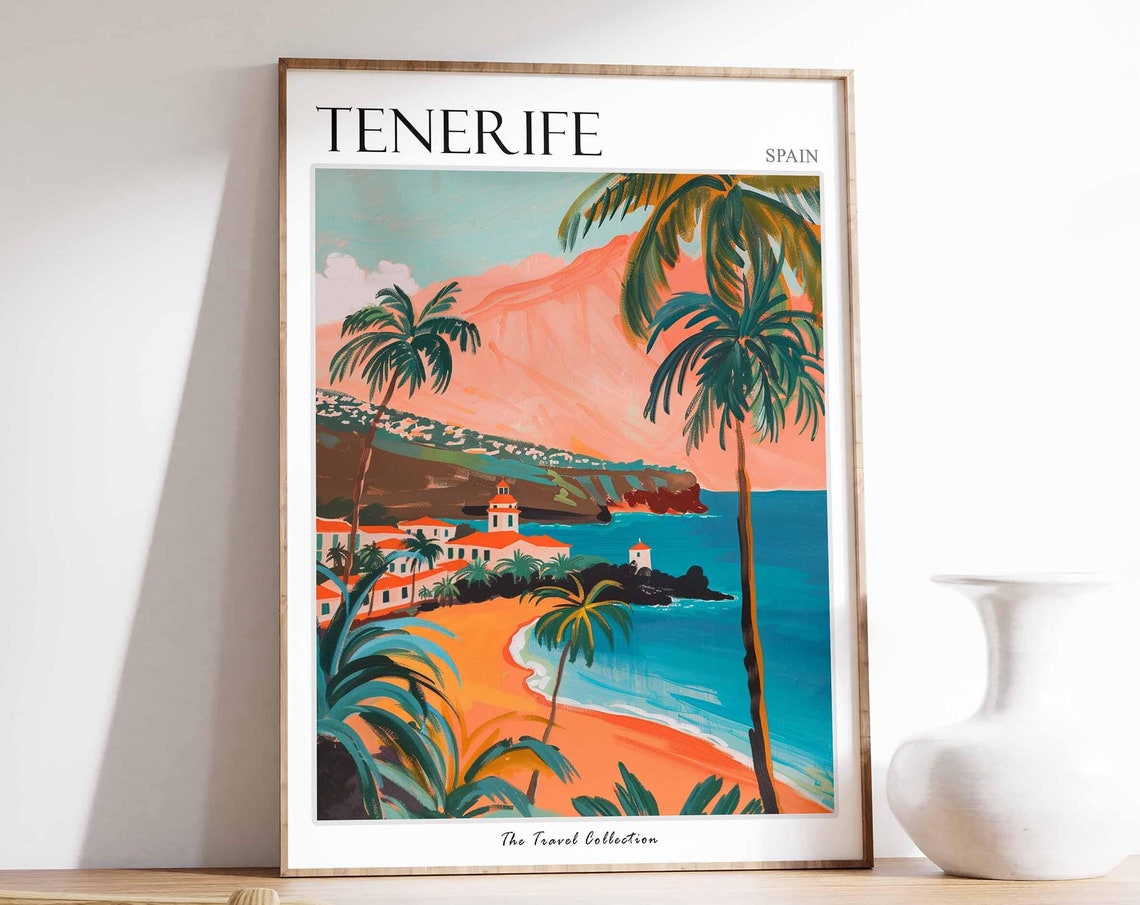 Tenerife Poster Spanish Travel Print Tenerife Travel Art Tenerife Wall Art Spanish Travel Tenerife Gift Tenerife Travel Art