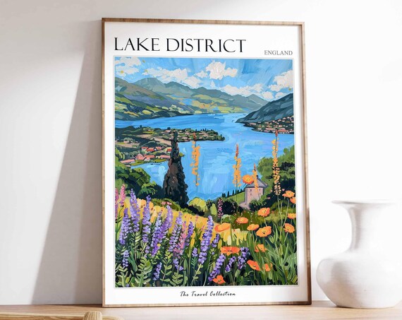 Lake Of Distict Poster Mountain Poster England Poster Lake District National Park Hiking Poster Cumbria Poster English Countryside