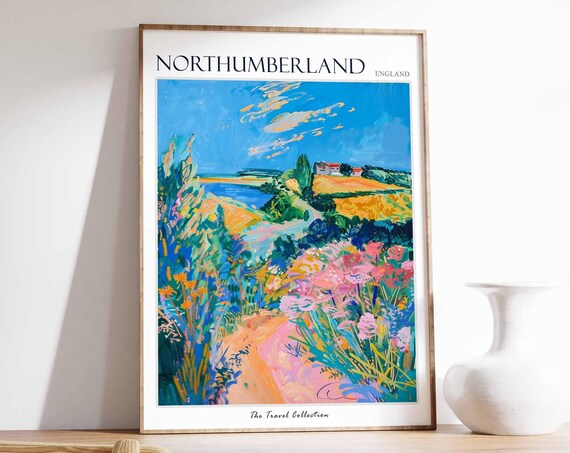 Northumberland England Wildflower Coast Path Turquoise Sea Poster