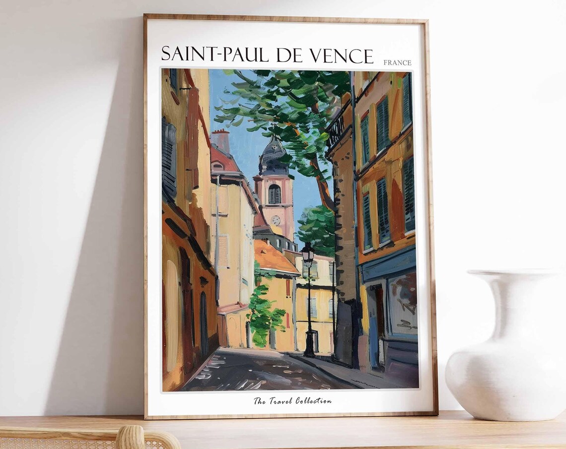 Saint Paul De Vence France Old Street Church Painting Travel Poster