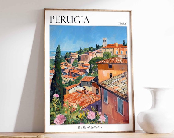 Perugia Poster Italian Travel Print Perugia Travel Art Perugia Wall Art Italian Travel Perugia Home Decor Perugia Travel Gift
