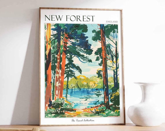 New Forest Poster England Travel Poster Countryside Poster English Countryside New Forest Travel Print Countryside Travel Print