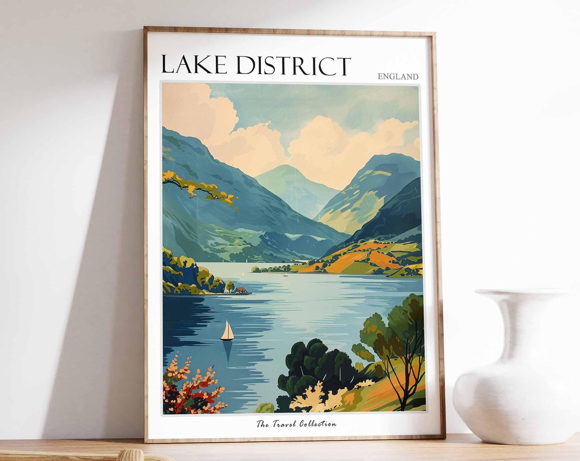 Lake Of Distict Poster Mountain Poster England Poster Lake District National Park Hiking Poster Cumbria Poster English Countryside