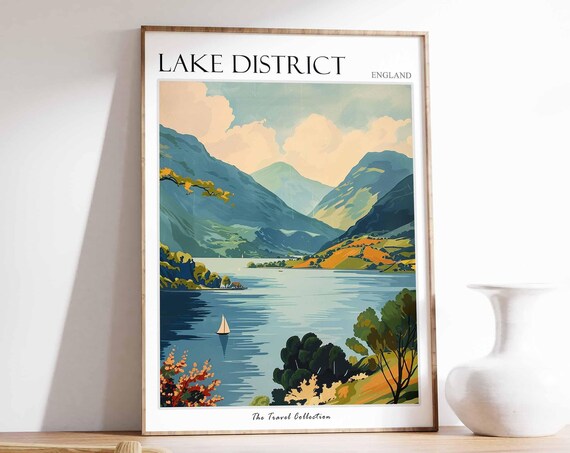 Lake Of Distict Poster Mountain Poster England Poster Lake District National Park Hiking Poster Cumbria Poster English Countryside
