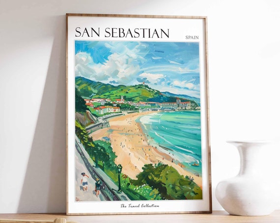 San Sebastian Poster Spanish Travel Print San Sebastian Travel Art San Sebastian Wall Art Spanish Travel San Sebastian Gift