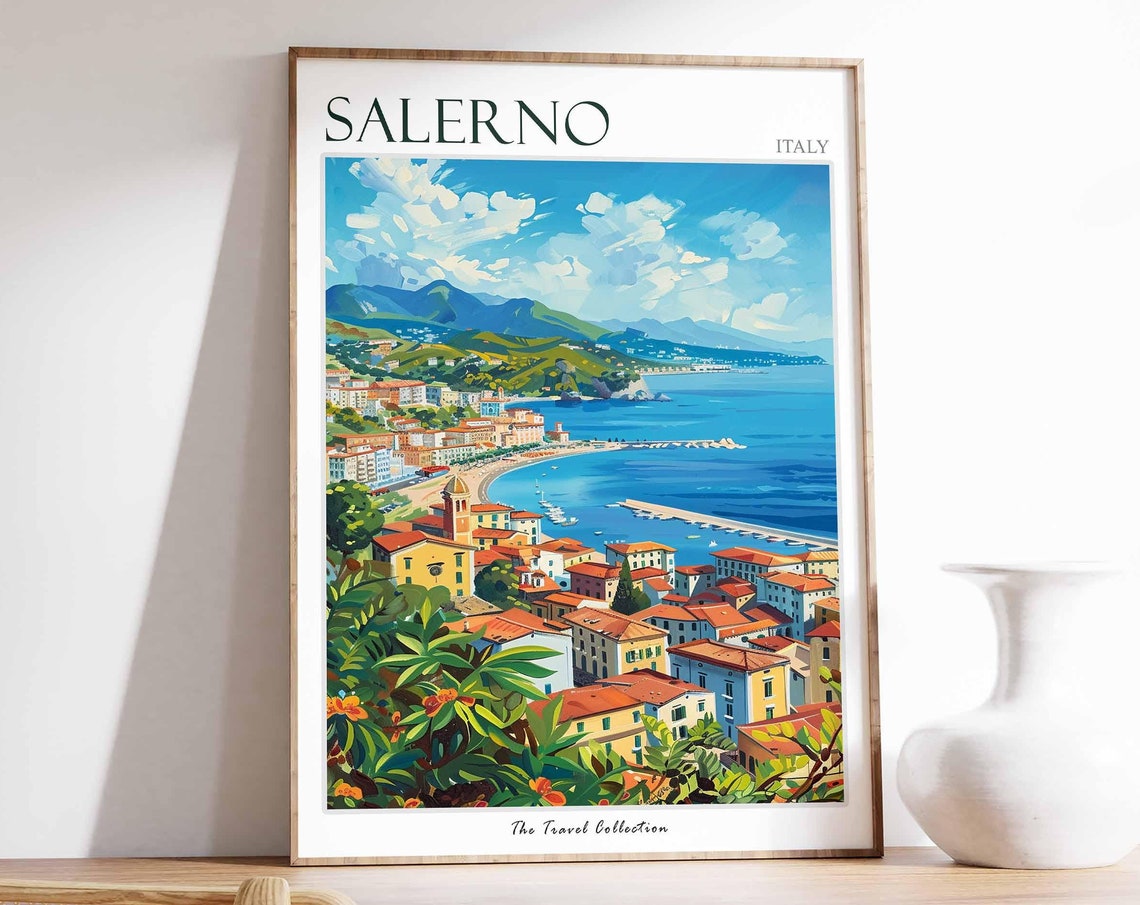 Salerno Poster Italian Travel Print Salerno Travel Art Salerno Wall Art Italian Travel Salerno Home Decor Salerno Travel Gift