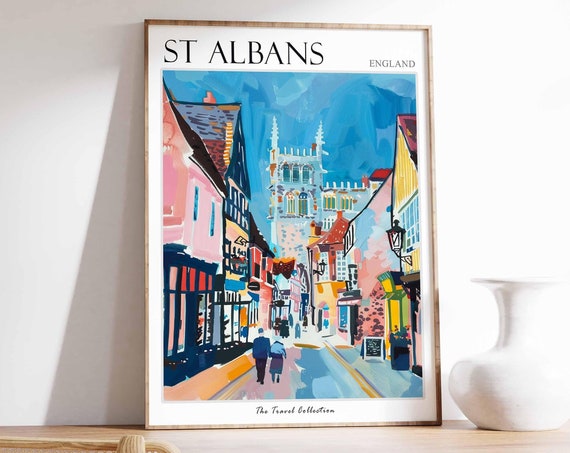 St Albans Travel Poster, England British Decor