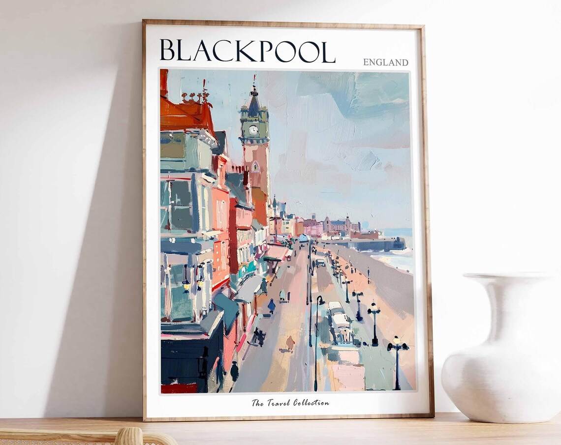 Blackpool England Painterly Seaside Promenade And Tower Art Poster