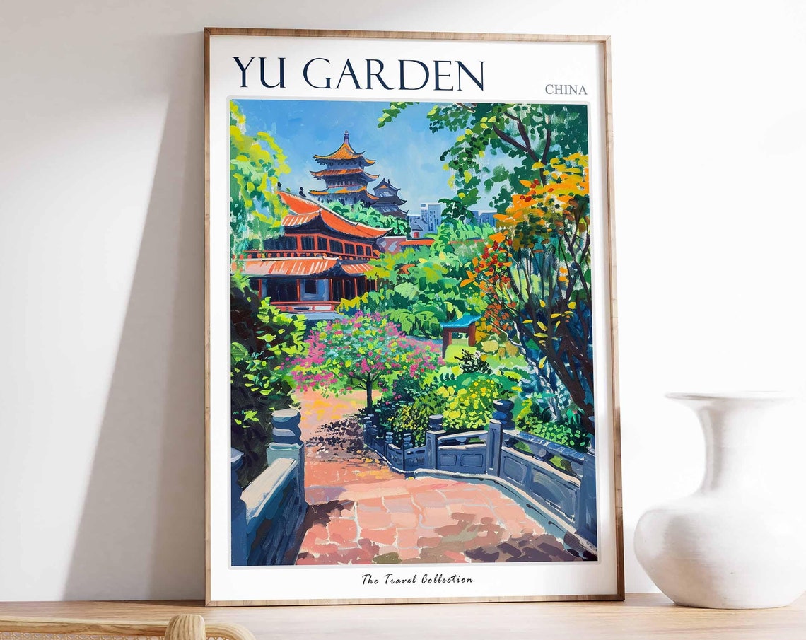 Yu Garden Poster China Travel Print Chinese Decor Asia Travel Poster Asian Wall Art Yu Garden Gift Yu Garden Travel Poster