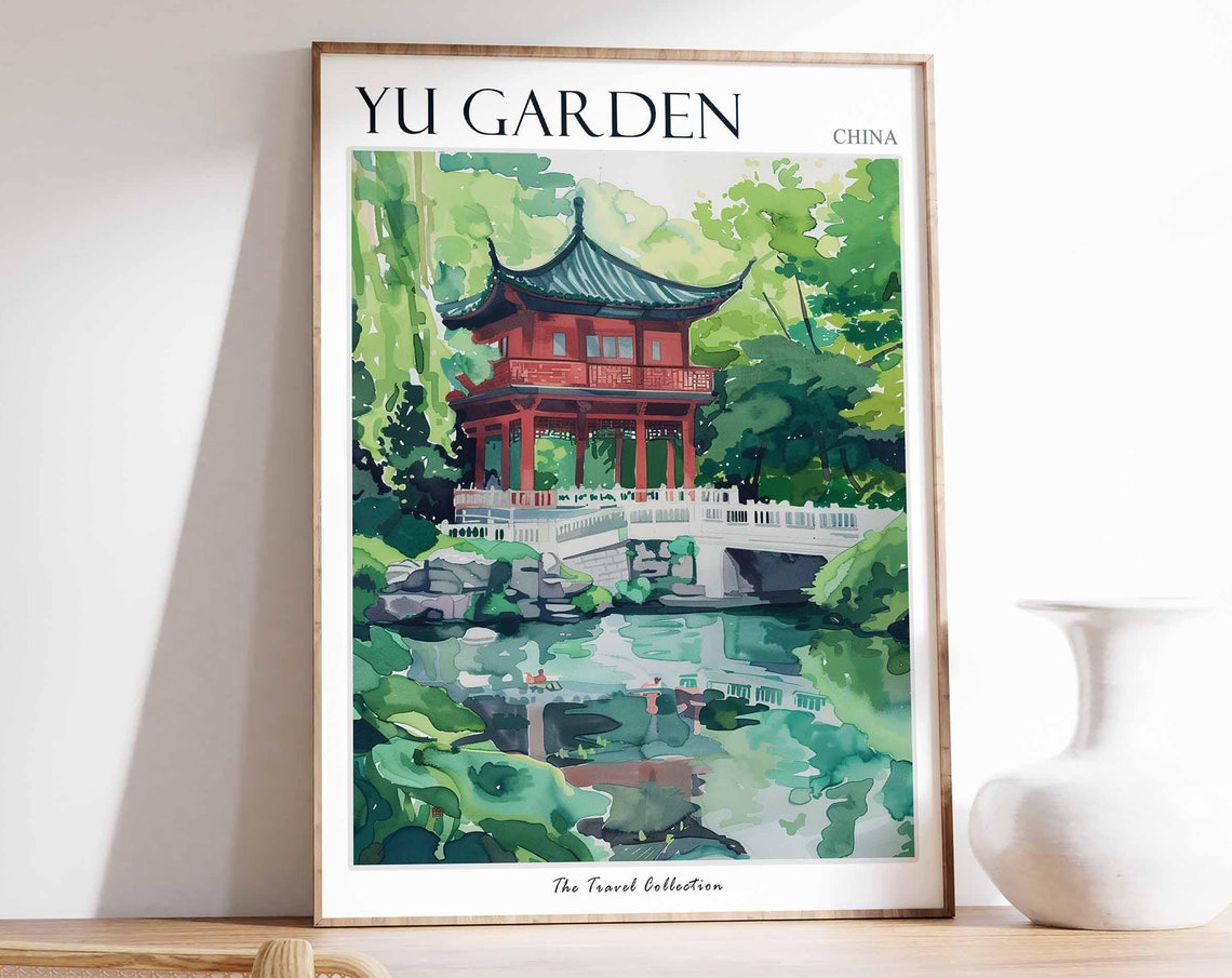 Yu Garden Poster China Travel Print Chinese Decor Asia Travel Poster Asian Wall Art Yu Garden Gift Yu Garden Travel Poster