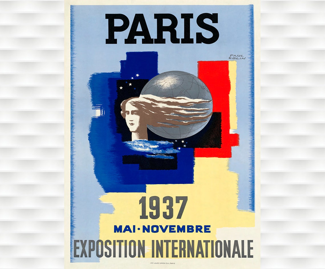 Paris 1937 Exposition Internationale Paul Colin Vintage Poster