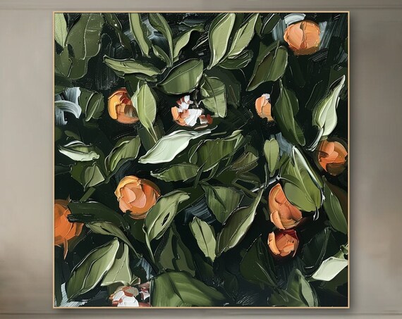 Abstract Orange Oil Painting, Modern Fruit Art Print