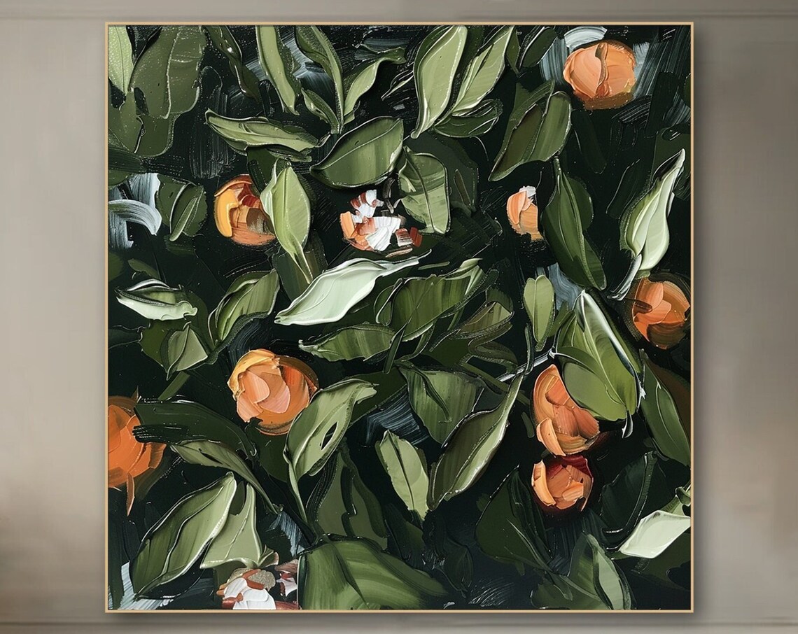 Abstract Orange Oil Painting, Modern Fruit Art Print