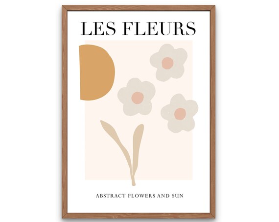 Les Fleurs Abstract Flowers and Sun Matisse Inspired Art Poster